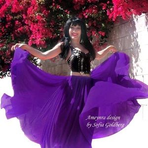 Purple chiffon skirt Double circle Ameynra design 720" New